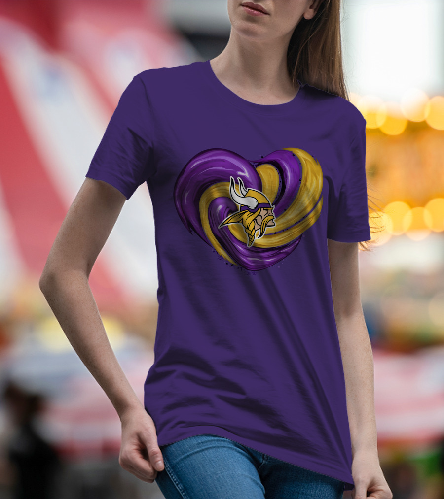 Minnesota Vikings Heart Swirl Viking Helmet T-Shirt