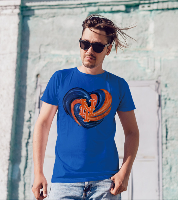 New York Mets Heart Swirl Icon Emblem T-Shirt