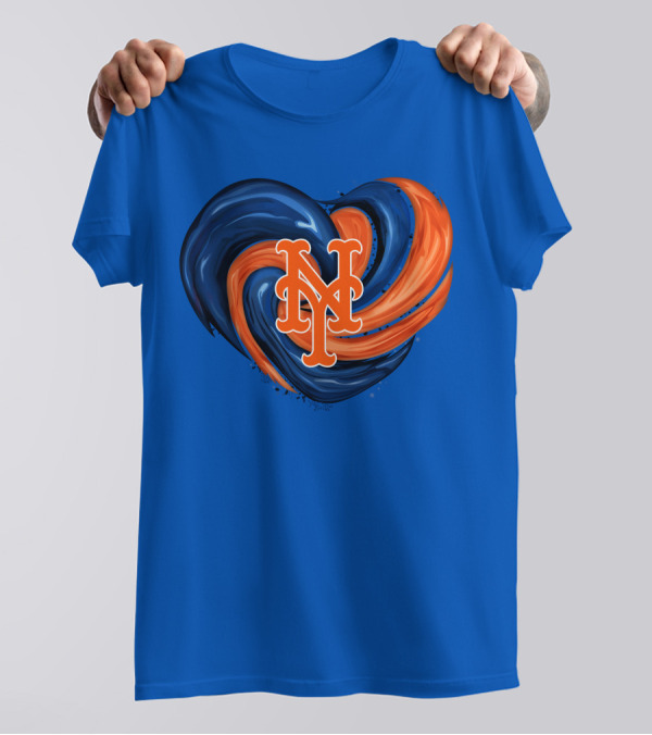 New York Mets Heart Swirl Icon Emblem T-Shirt