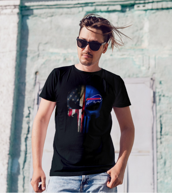 The Punisher Skull American Flag Buffalo Bills T-Shirt