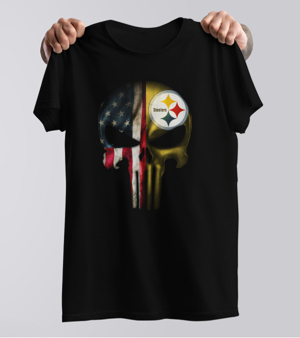 Punisher Skull American Flag Steelers T-Shirt