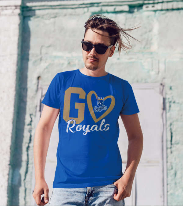 Go Royals KC Heart Crown Logo Royals T-Shirt