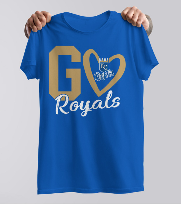 Go Royals KC Heart Crown Logo Royals T-Shirt