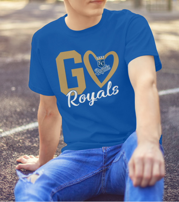 Go Royals KC Heart Crown Logo Royals T-Shirt