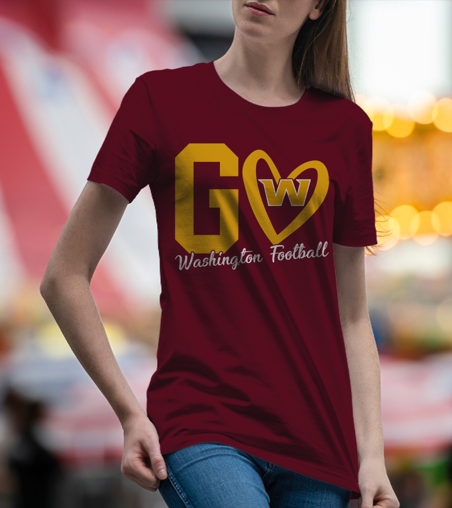 Go W Washington Football Team Heart T-Shirt