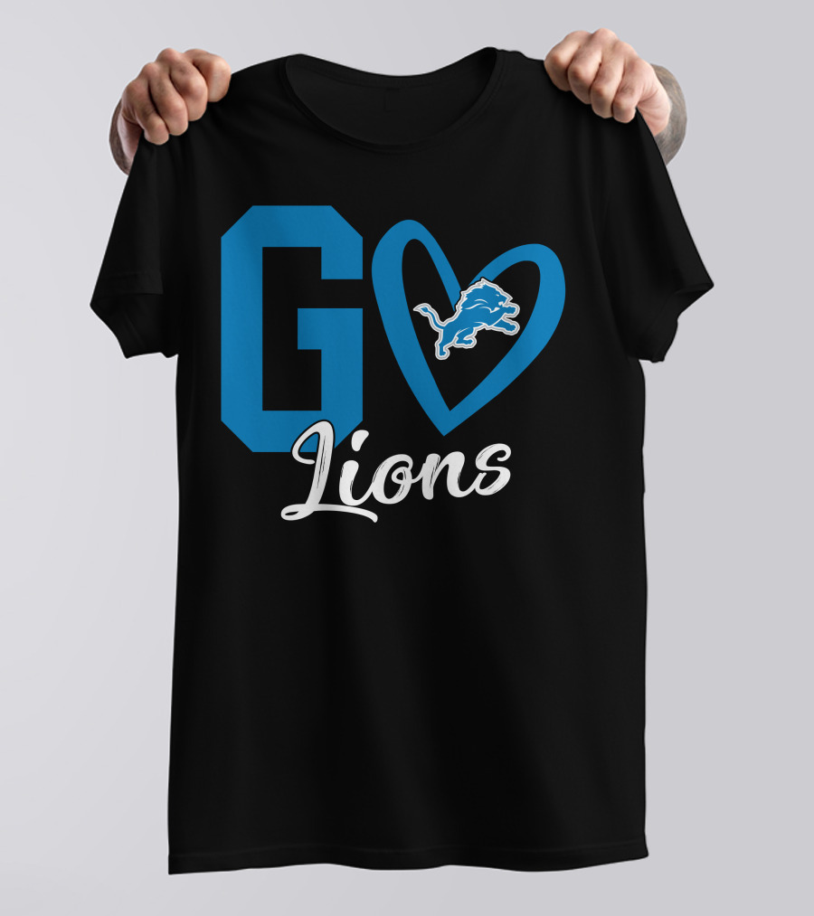 Go Lions Heart Detroit Lions T-Shirt