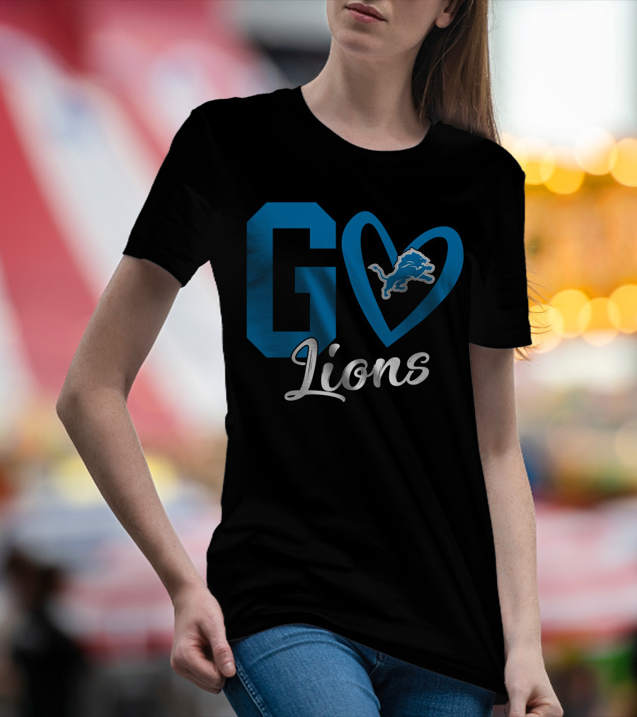 Go Lions Heart Detroit Lions T-Shirt