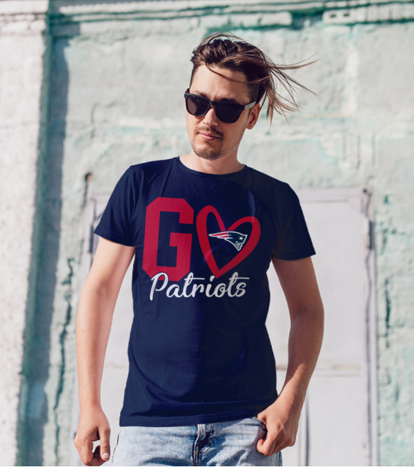 Go Patriots New England Patriots Logo Heart T-Shirt