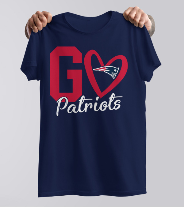 Go Patriots New England Patriots Logo Heart T-Shirt