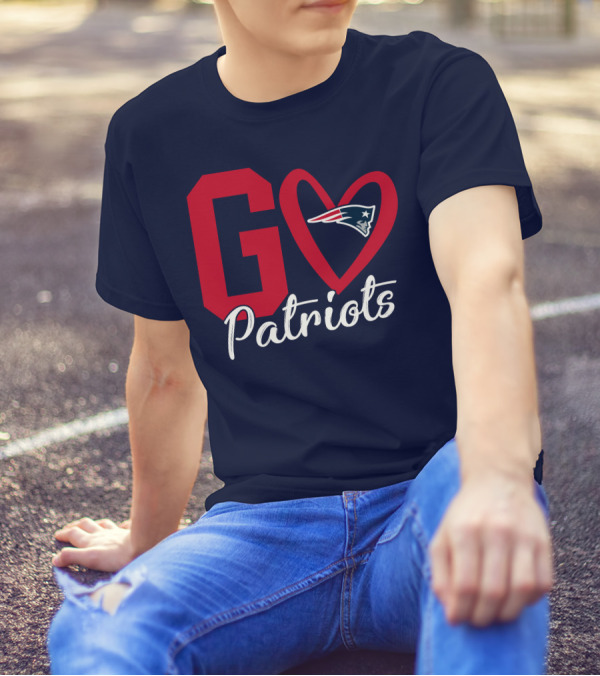 Go Patriots New England Patriots Logo Heart T-Shirt