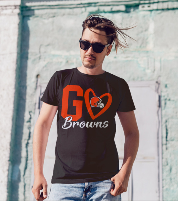 GO Heart Browns Football Helmet T-Shirt
