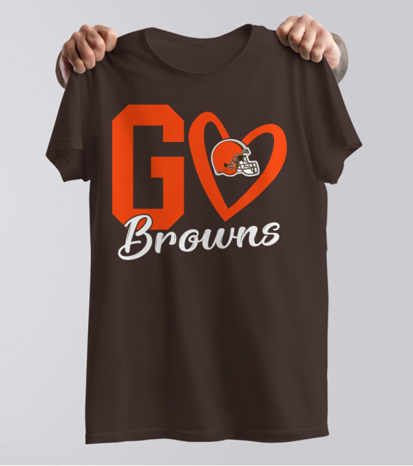 GO Heart Browns Football Helmet T-Shirt