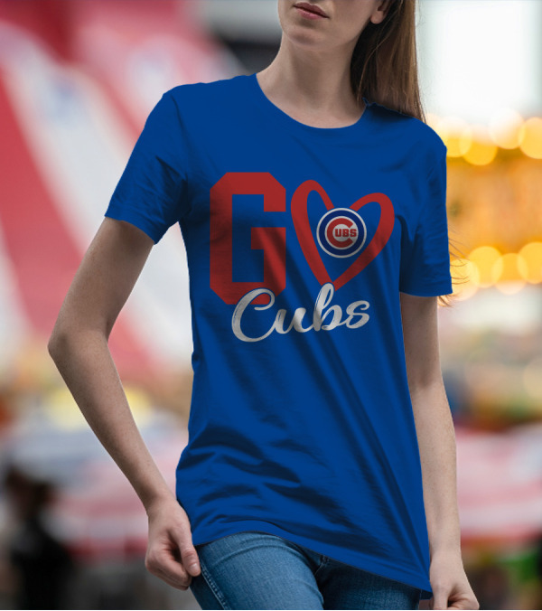 Go Cubs Love Heart With Chicago Cubs T-Shirt