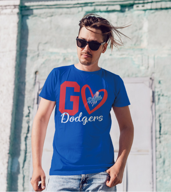Go Dodgers Heart Logo Baseball Dodgers T-Shirt