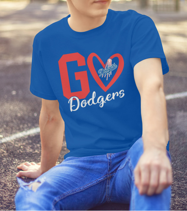Go Dodgers Heart Logo Baseball Dodgers T-Shirt