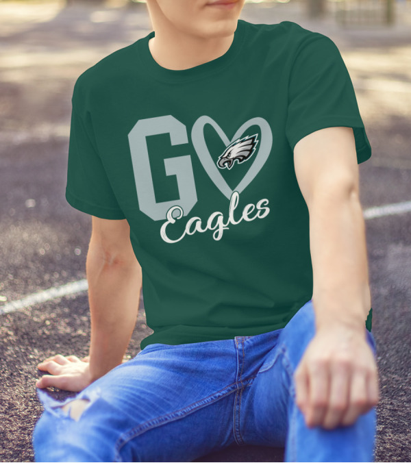 Go Eagles Philadelphia Eagles Logo Heart T-Shirt