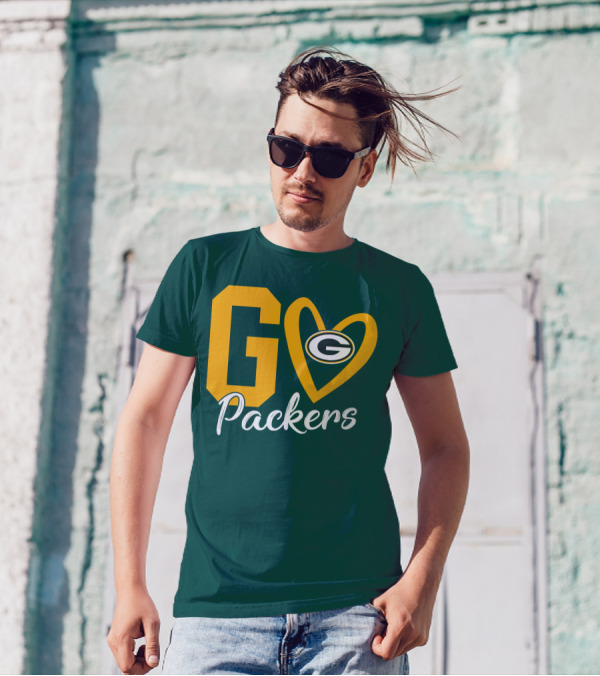 Go Packers Heart Logo Green Bay Enthusiasm T-Shirt