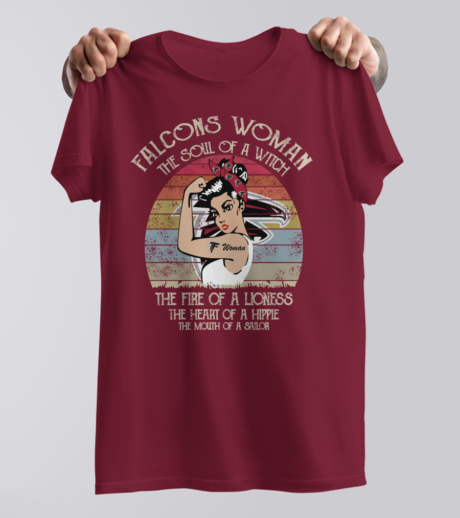 Falcons Woman The Soul Of A Witch The Fire Of A Lioness The Heart Of A Hippie The Mouth Of A Sailor T-Shirt