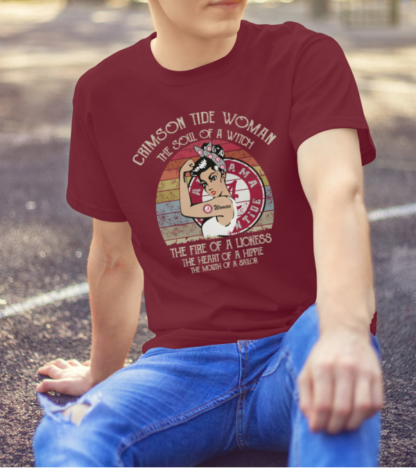 Crimson Tide Woman The Soul Of A Witch The Fire Of A Lioness The Heart Of A Hippie The Mouth Of A Sailor T-Shirt