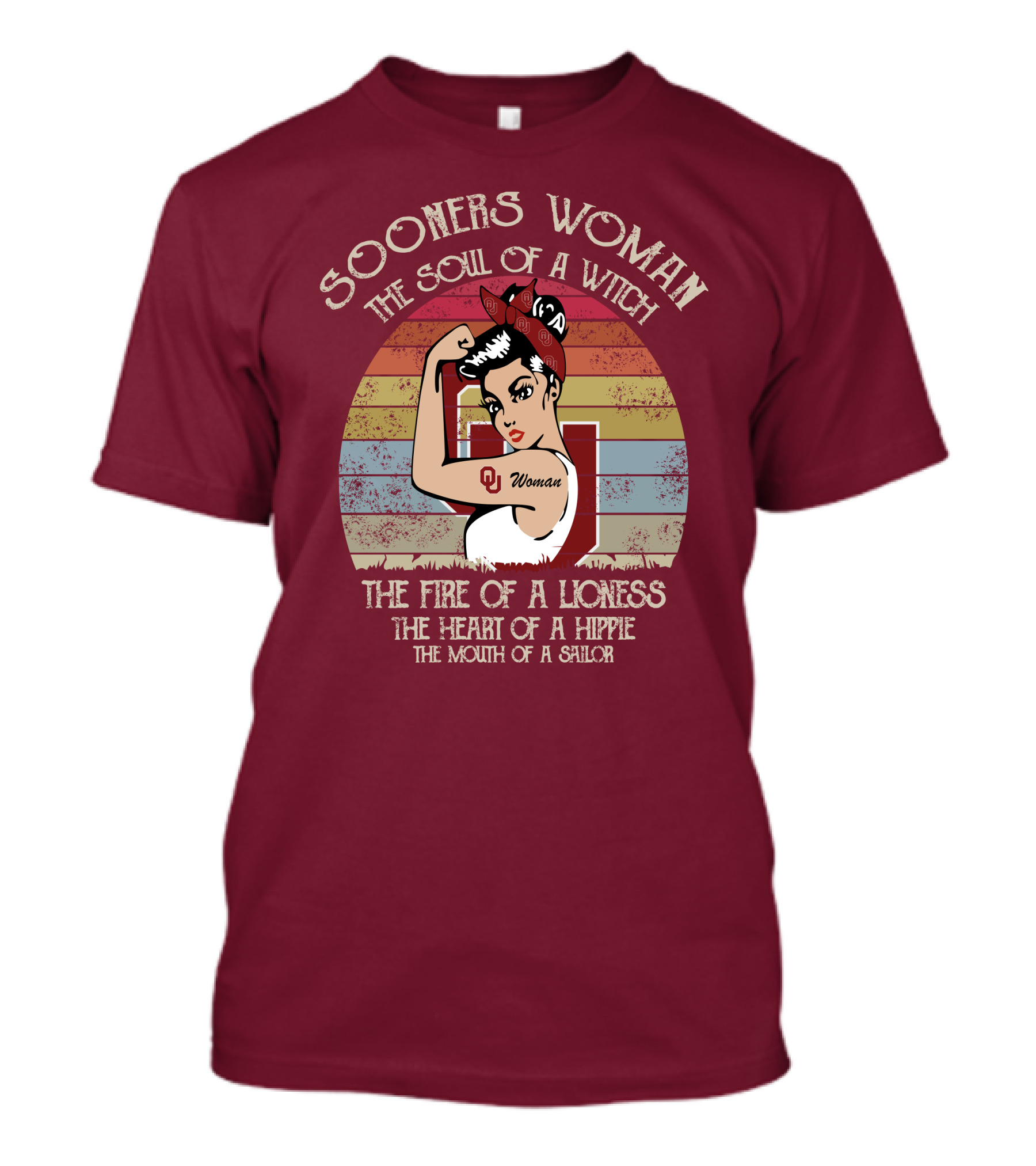 Sooners Woman The Soul Of A Witch The Fire Of A Lioness The Heart Of A Hippie The Mouth Of A Sailor T-Shirt