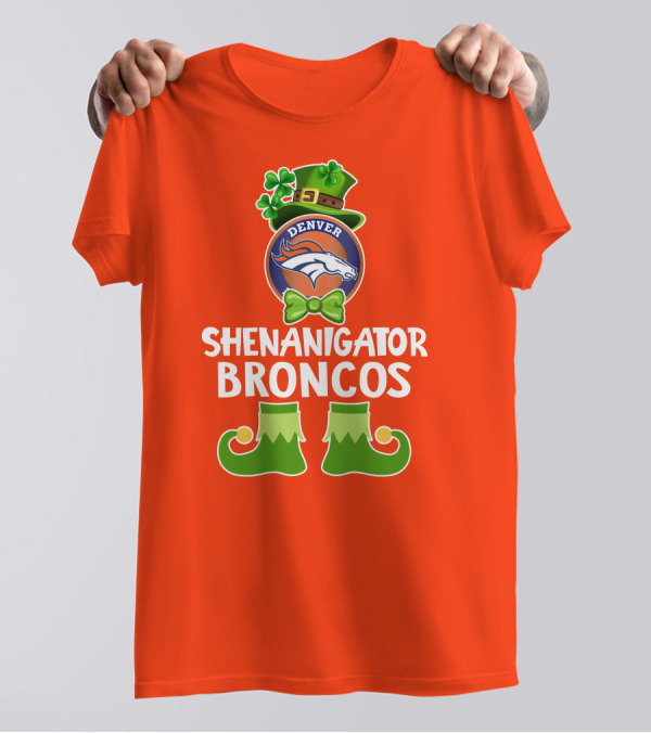 Shenanigator Denver Broncos Funny Leprechaun St. Patrick's Day T-Shirt