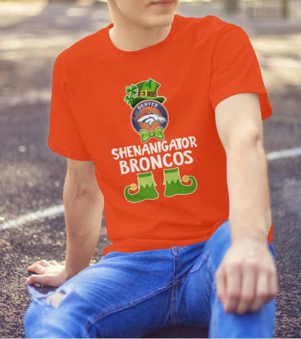 Shenanigator Denver Broncos Funny Leprechaun St. Patrick's Day T-Shirt