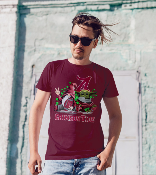 Leprechauns Gnomes Baby Yoda Alabama Crimson Tide Football T-Shirt