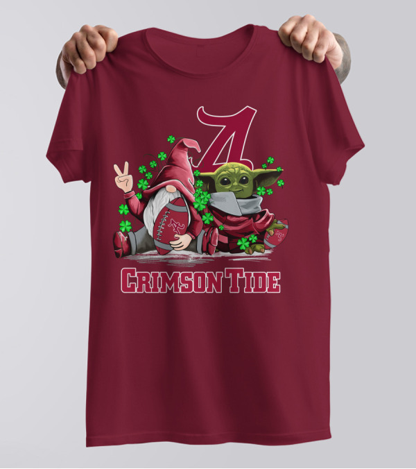 Leprechauns Gnomes Baby Yoda Alabama Crimson Tide Football T-Shirt