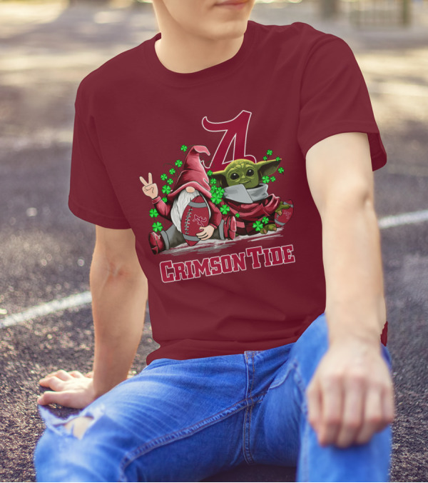 Leprechauns Gnomes Baby Yoda Alabama Crimson Tide Football T-Shirt