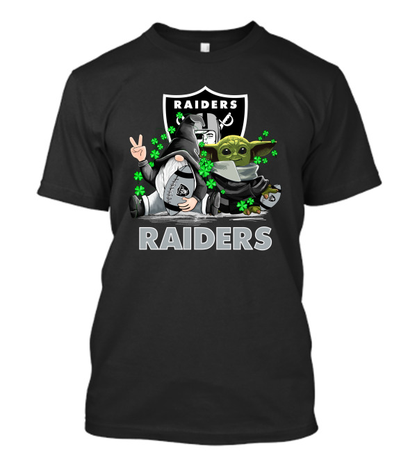 Leprechauns Gnomes Baby Yoda Hug Raiders Football Peace Shamrocks T-Shirt