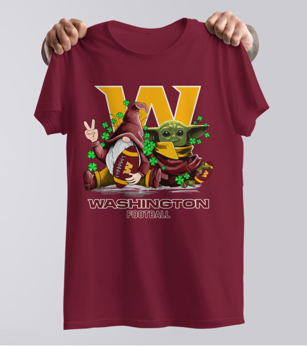 Leprechauns Gnomes Baby Yoda Hug Washington Football Team W Football T-Shirt