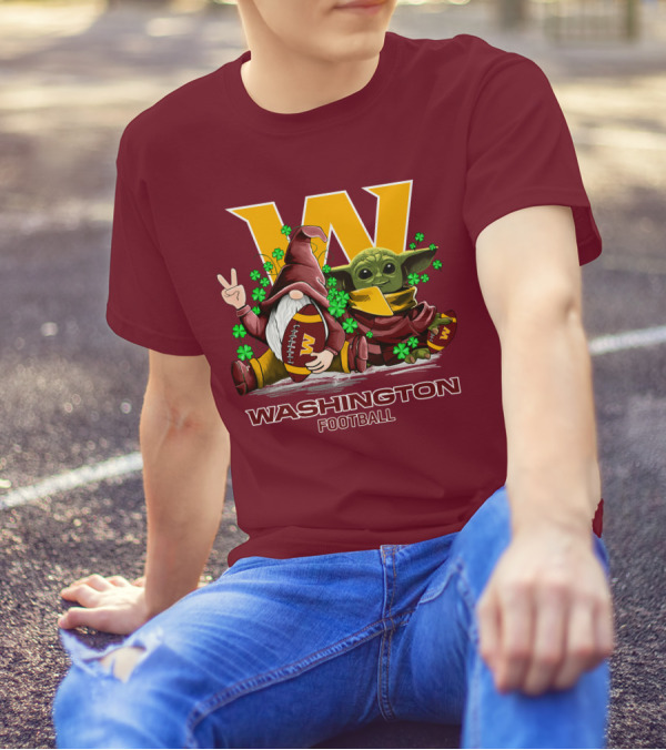 Leprechauns Gnomes Baby Yoda Hug Washington Football Team W Football T-Shirt