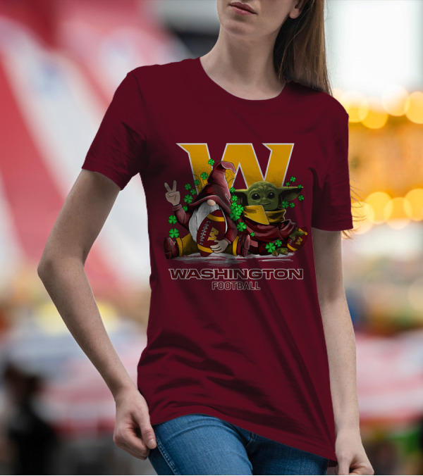 Leprechauns Gnomes Baby Yoda Hug Washington Football Team W Football T-Shirt