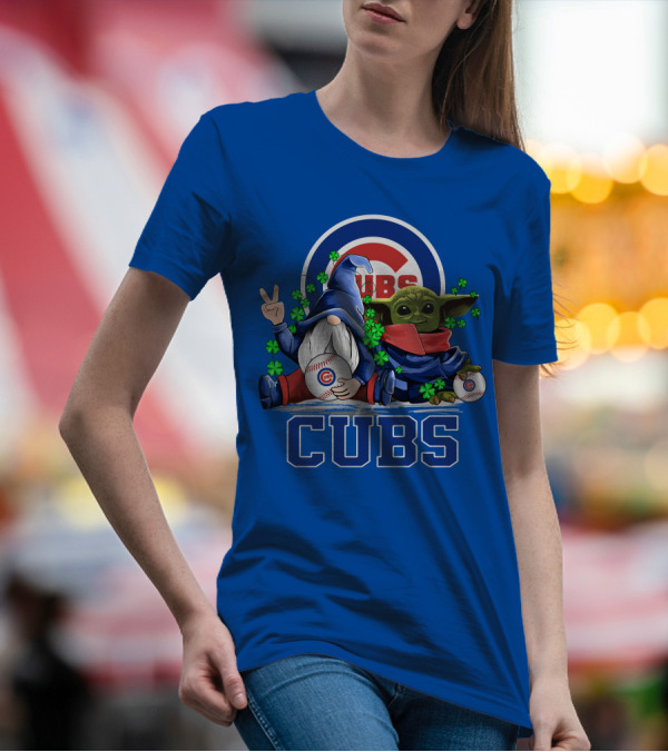 Chicago Cubs Leprechaun Gnome Baby Yoda Baseball Clover T-Shirt
