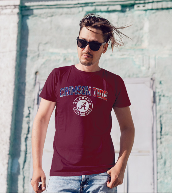 Alabama Crimson Tide American Flag Crimson Tide Circle T-Shirt