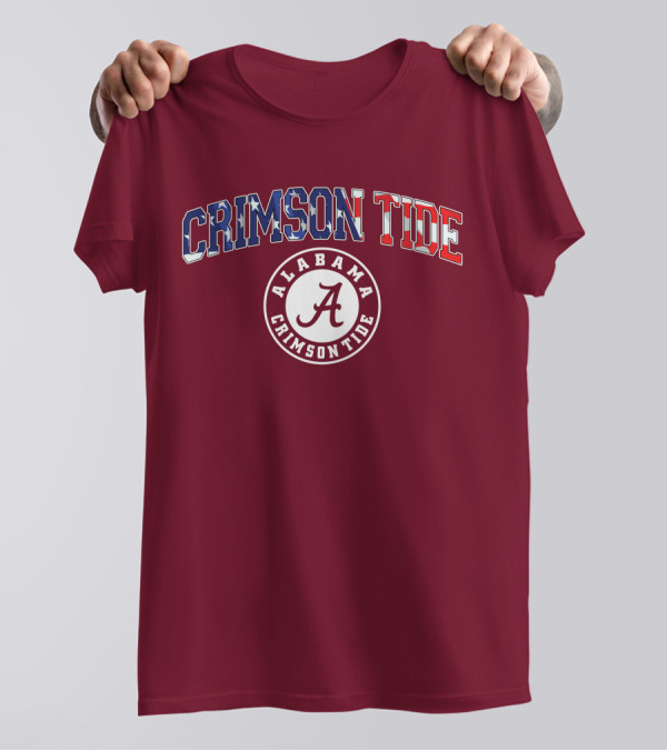 Alabama Crimson Tide American Flag Crimson Tide Circle T-Shirt