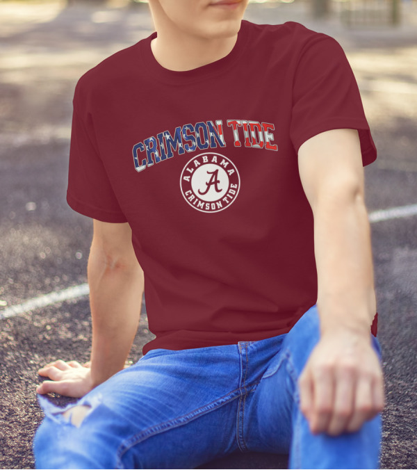 Alabama Crimson Tide American Flag Crimson Tide Circle T-Shirt