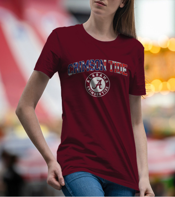Alabama Crimson Tide American Flag Crimson Tide Circle T-Shirt