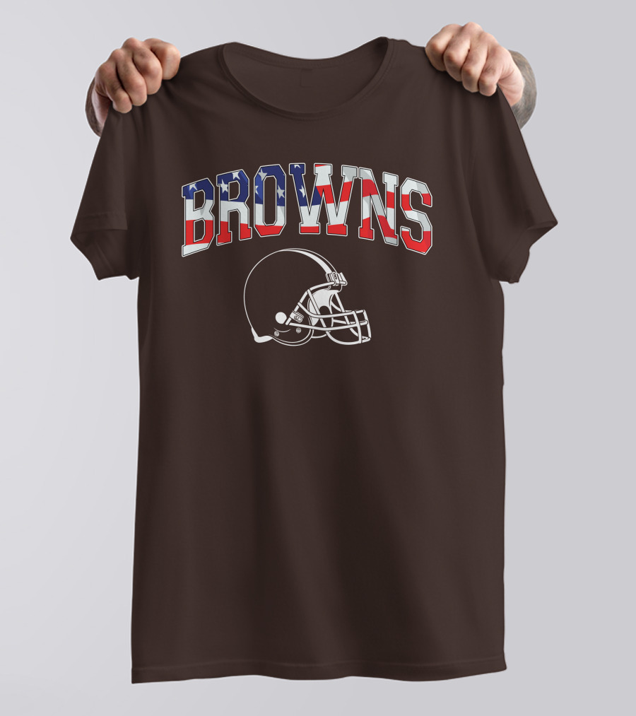 Browns American Flag Helmet T-Shirt