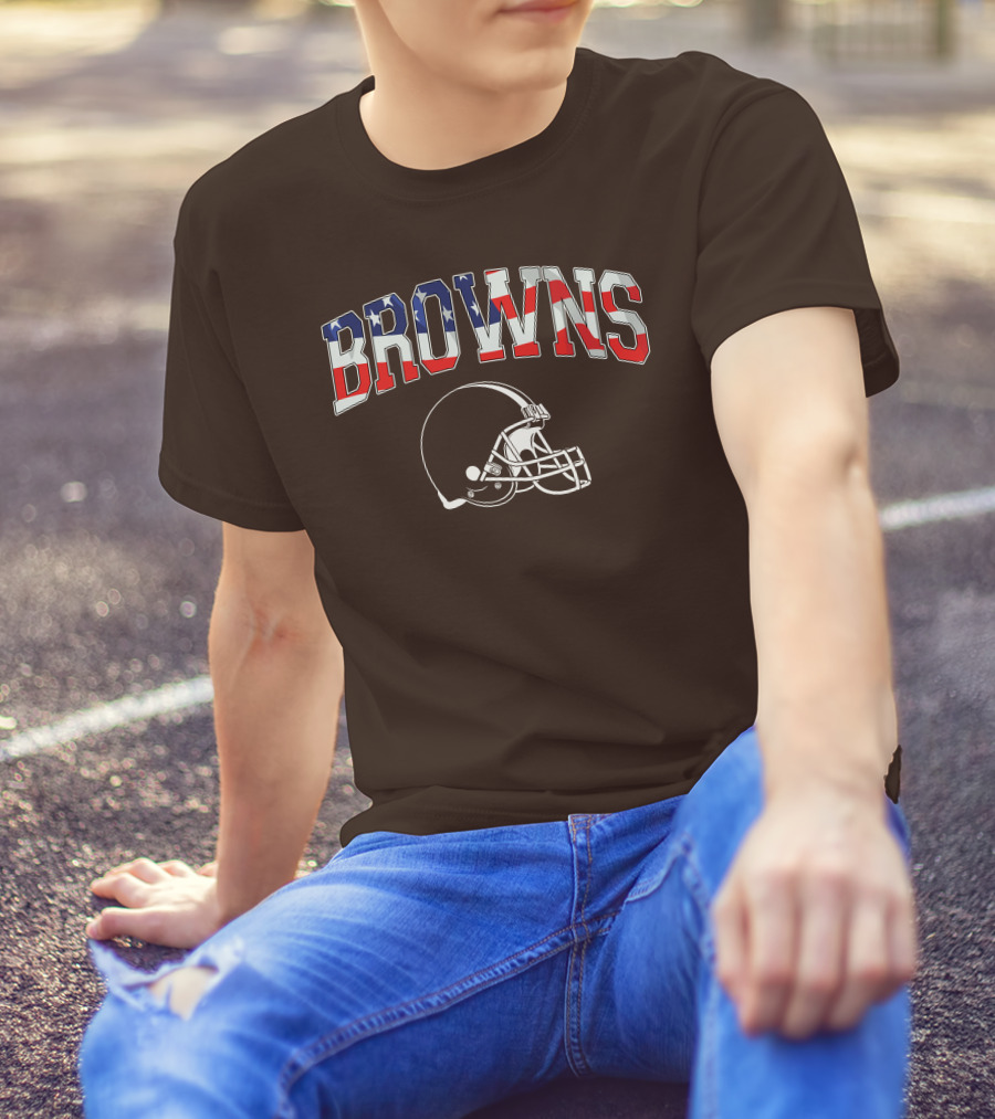 Browns American Flag Helmet T-Shirt