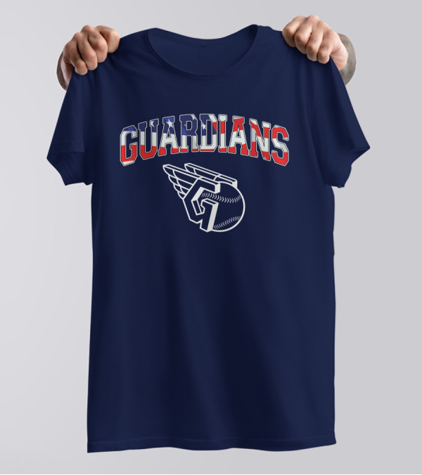 Guardians American Flag Baseball Emblem T-Shirt