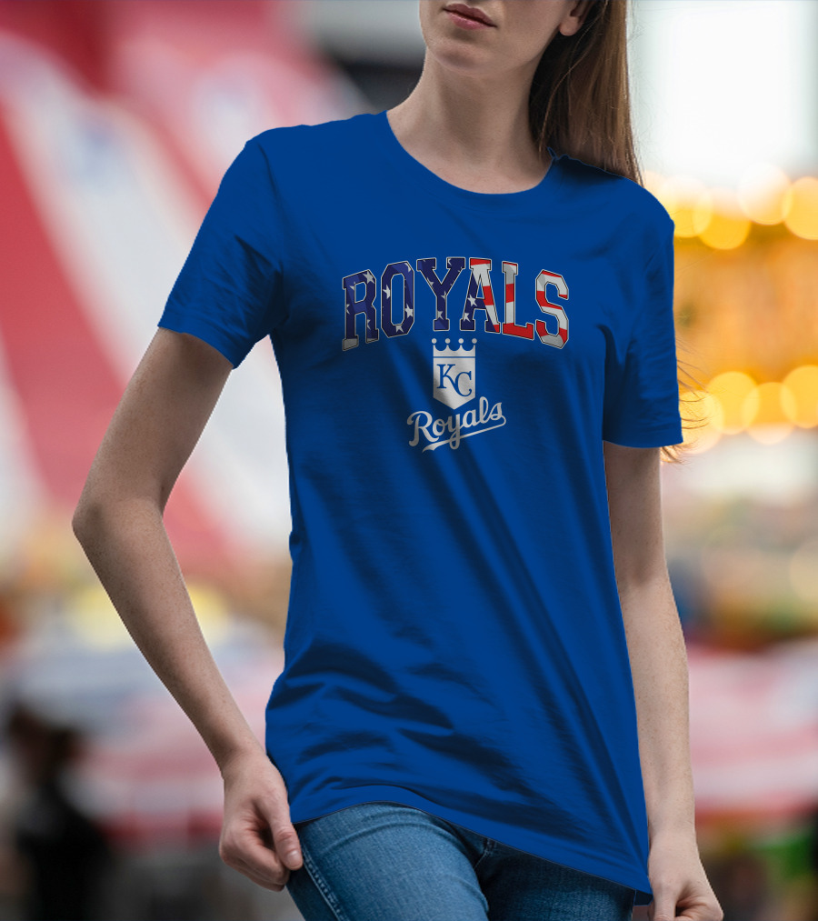 Kansas City Royals KC American Flag Logo Royals T-Shirt