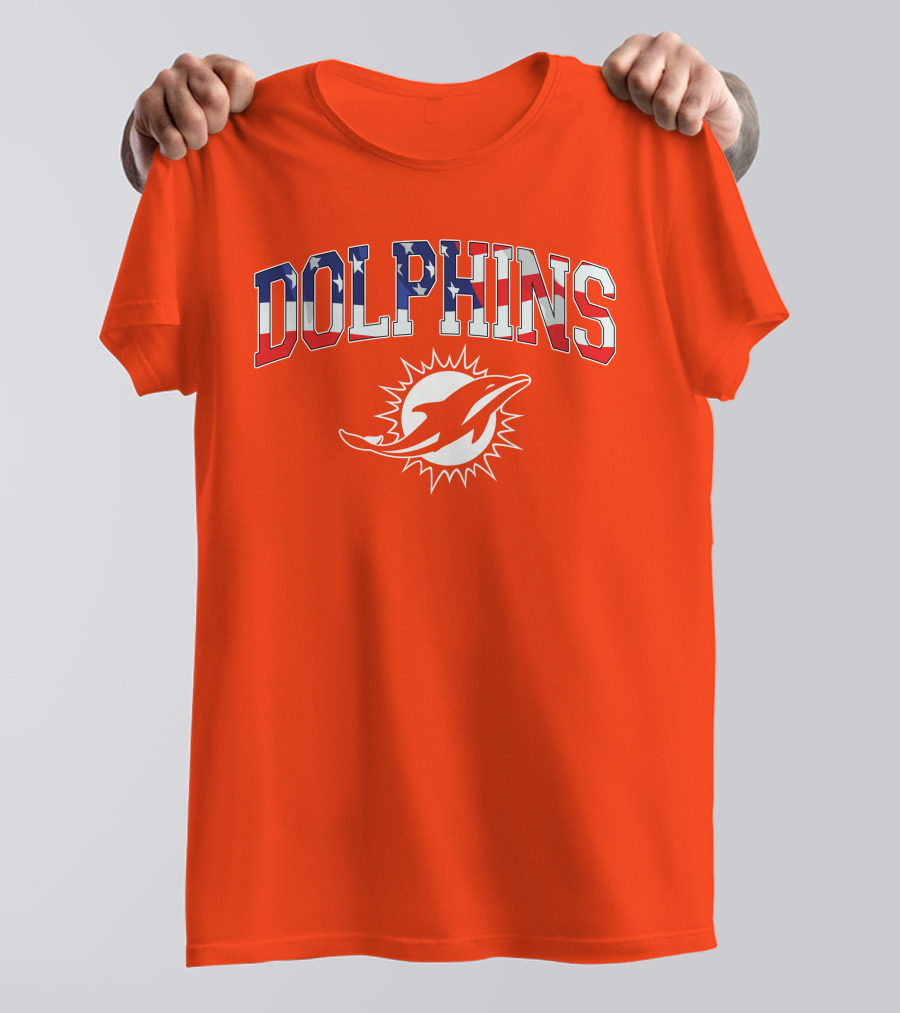 Dolphins American Flag Miami Football T-Shirt