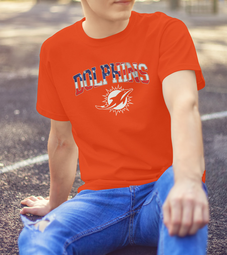 Dolphins American Flag Miami Football T-Shirt