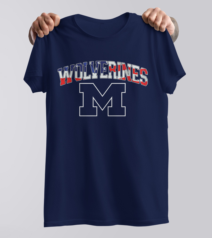 Michigan Wolverines American Flag M T-Shirt