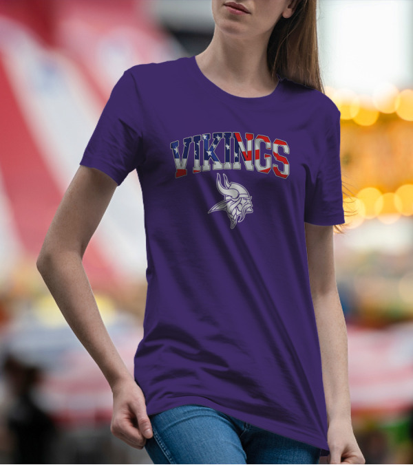 Vikings American Flag Design Minnesota Football Team T-Shirt