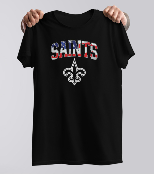 New Orleans Saints American Flag Stars Stripes Fleur-de-lis T-Shirt
