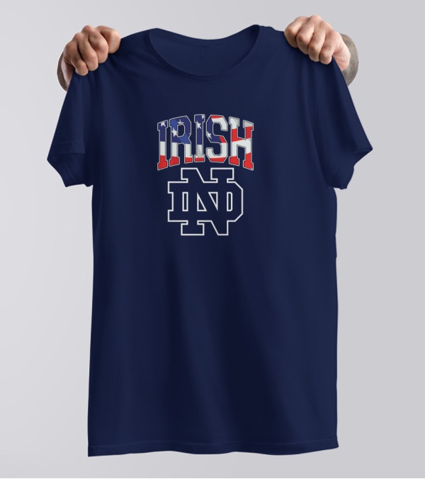 Irish ND American Flag Notre Dame Fighting Irish T-Shirt