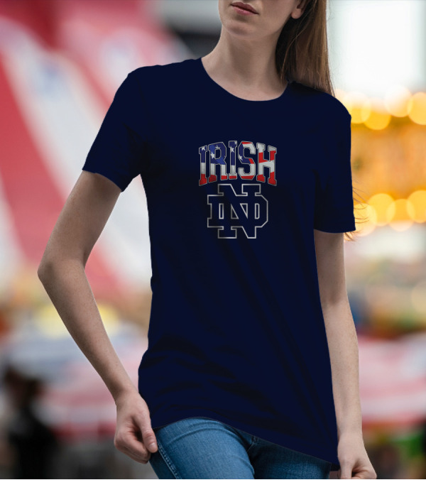 Irish ND American Flag Notre Dame Fighting Irish T-Shirt
