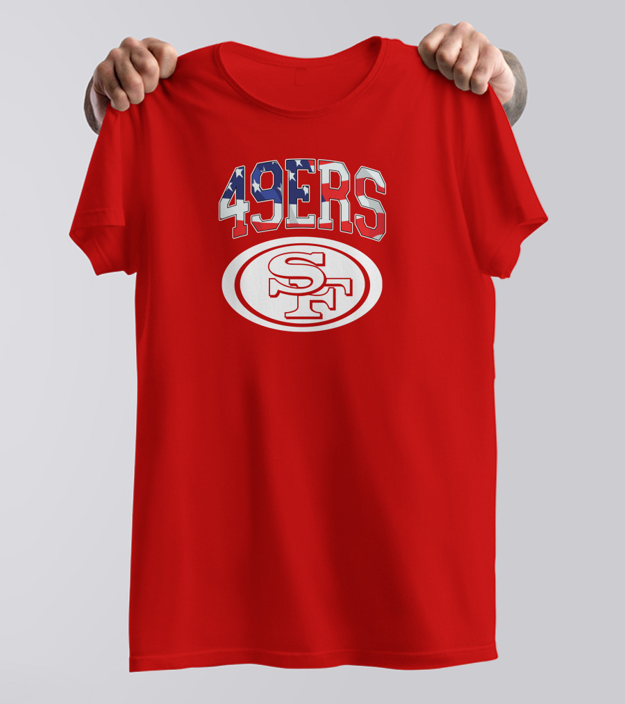 San Francisco 49ers 49ers American Flag SF Oval T-Shirt